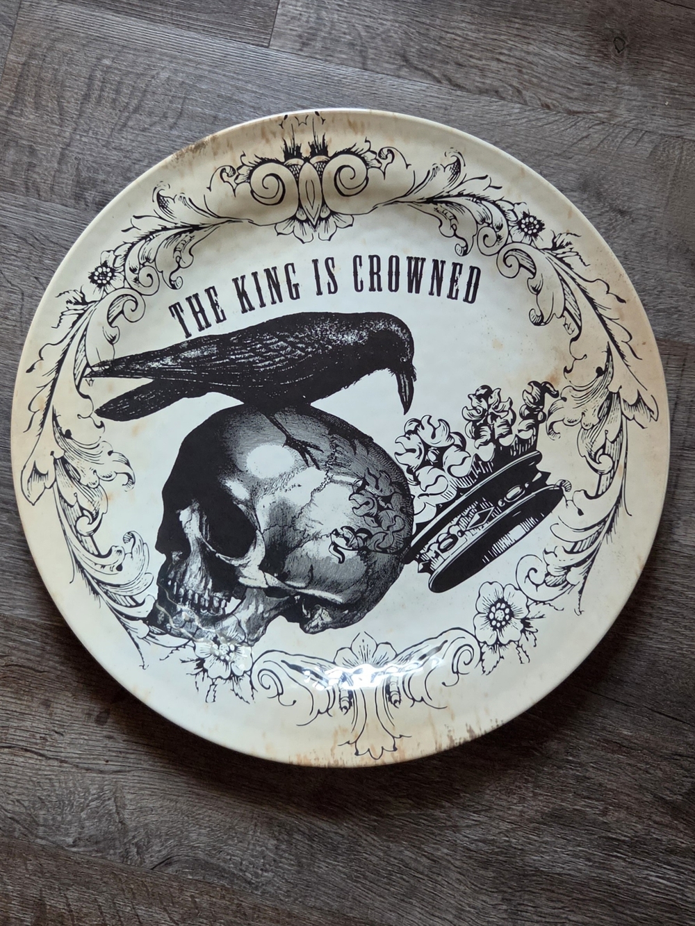 Huge Gothic Skull & Raven Decorative Serving Platter Halloween Tableware